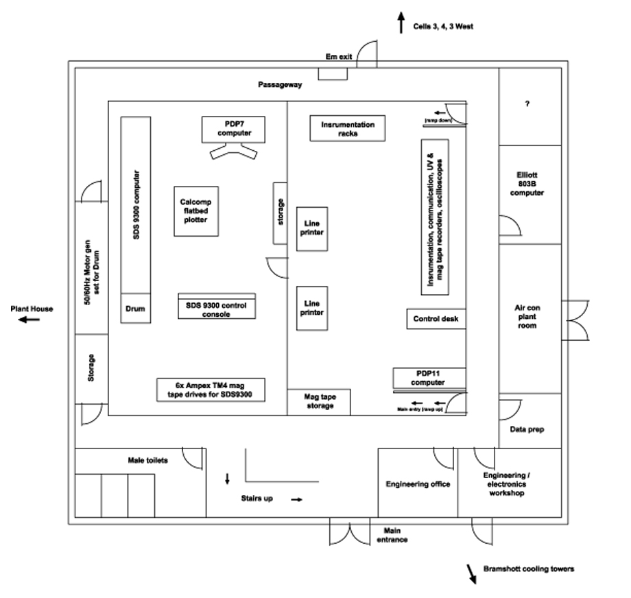 Pyestock computer room layout circa late 1960's early 70's